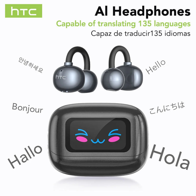 HTC NE54 Bluetooth 6.0 Earphones with AI Translation & LCD Display
