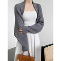 French Style Short Knitted Cardigan for Women – Batwing Sleeves, Polo Collar