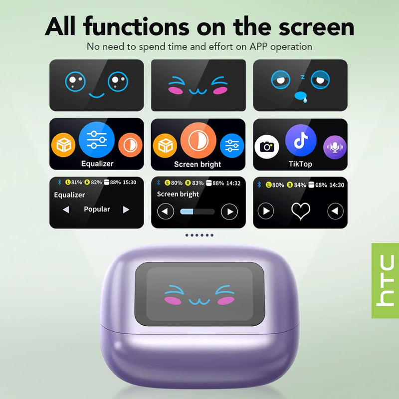 HTC NE54 Bluetooth 6.0 Earphones with AI Translation & LCD Display