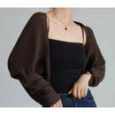 French Style Short Knitted Cardigan for Women – Batwing Sleeves, Polo Collar