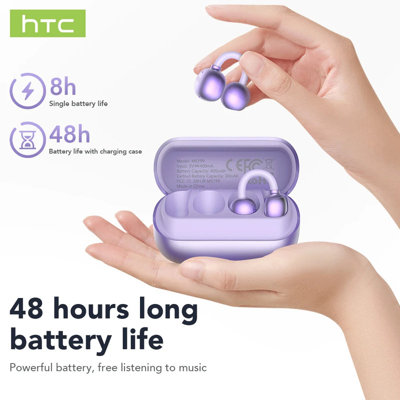 HTC NE54 Bluetooth 6.0 Earphones with AI Translation & LCD Display