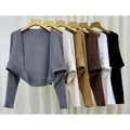 French Style Short Knitted Cardigan for Women – Batwing Sleeves, Polo Collar