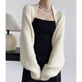 French Style Short Knitted Cardigan for Women – Batwing Sleeves, Polo Collar