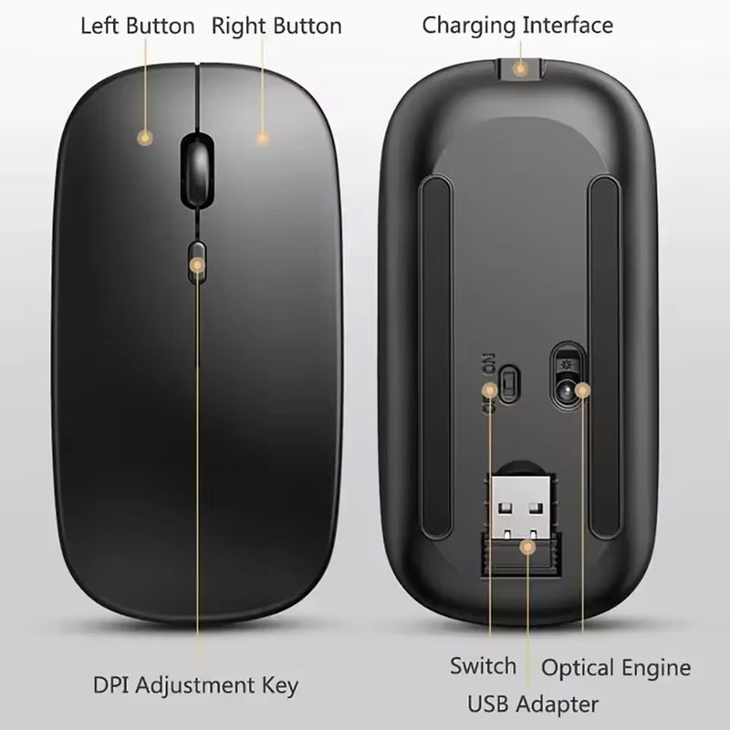 2025 Wireless Rechargeable Dual Mode Mouse Bluetooth 2.4GHz for PC/Laptop