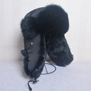 Russia Winter Real Rabbit Fur Bomber Hat Men Outdoor Warm Windproof