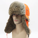 Russia Winter Real Rabbit Fur Bomber Hat Men Outdoor Warm Windproof